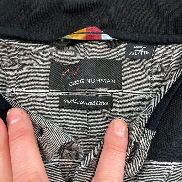 Greg Norman Gray Soft Cotton Two-Tone Stripe Polo XXL - Picture 2 of 7
